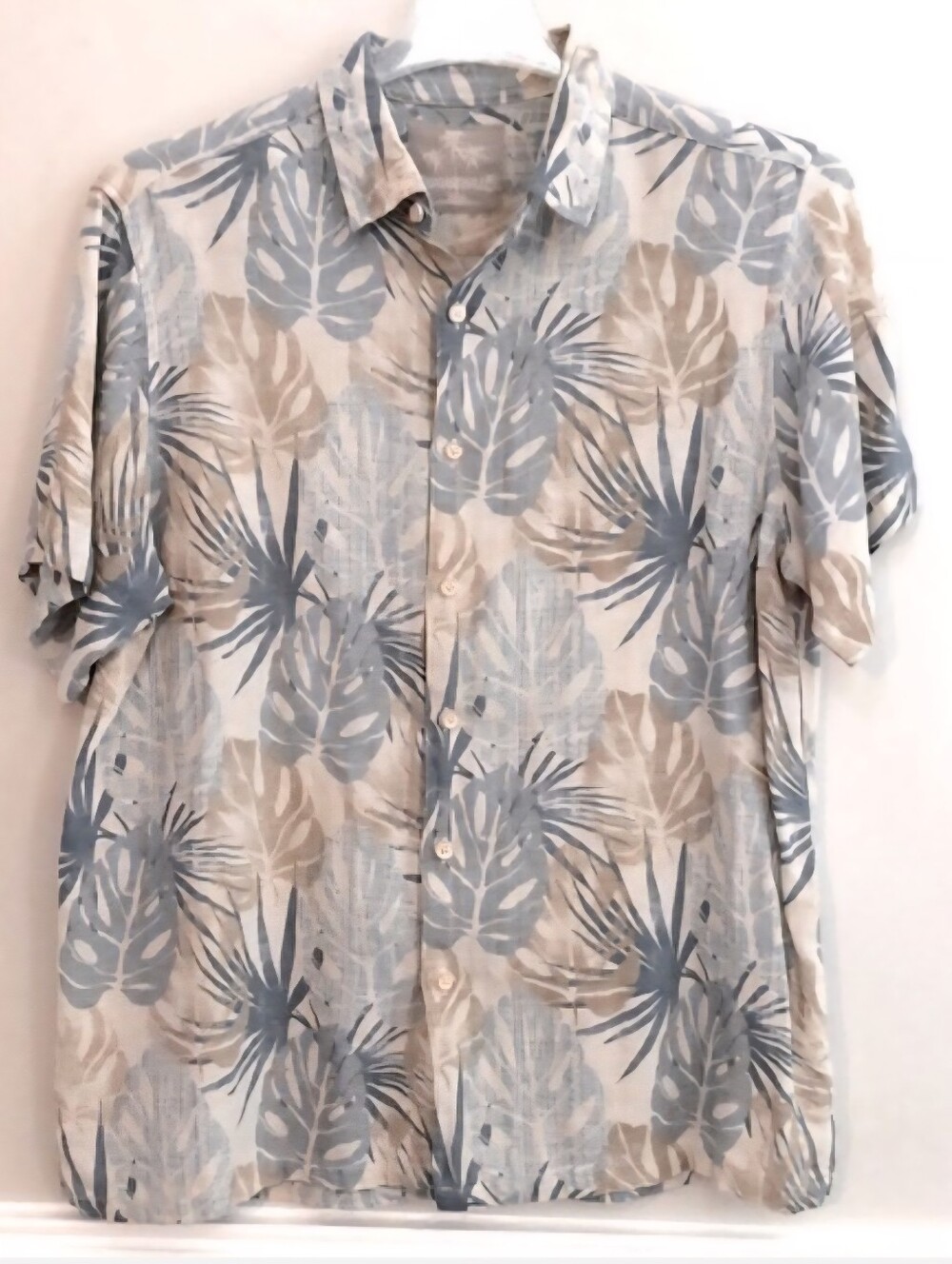 Margaritaville Hawaiian Silk Linen Blend Palm Leaf Button Up Shirt Men's 2XL EUC